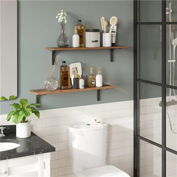 Long Wall Shelves, 31.5 Inch Wall Mounted Shelves Set of 2, Easy-to-Install - Picture 6 of 7